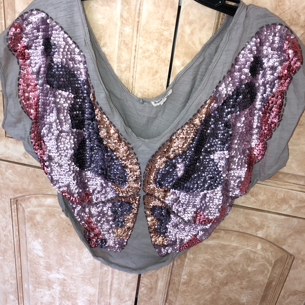 Hand Sequined Butterfly Top